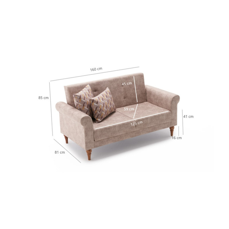 Canapé-lit rembourré 63 po Jacey, 100 % polyester crème