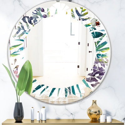 Miroir mural sans cadre abstrait à motif abstrait I Leaves