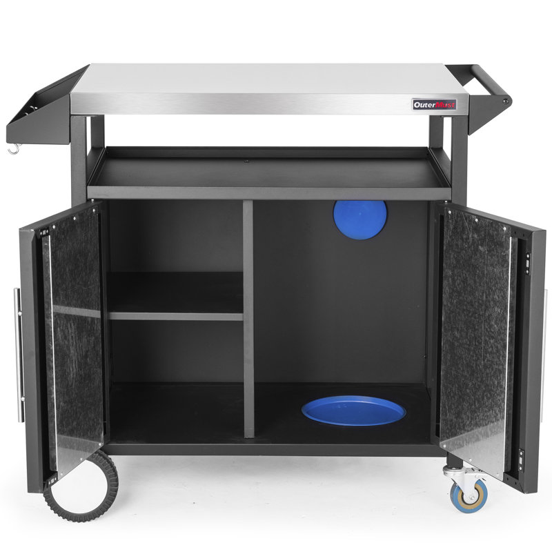 OuterMust Outdoor Grill Station with Gas Hose Opening & Storage Cabinet
