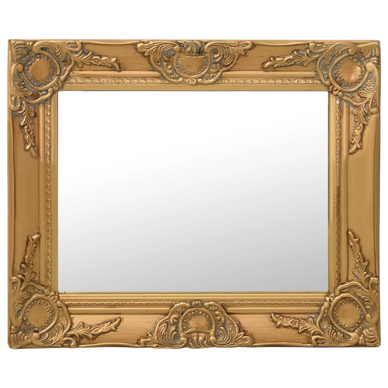 Ginsberg Wood Square Wall Mirror, 50cm H x 40cm W, Gold