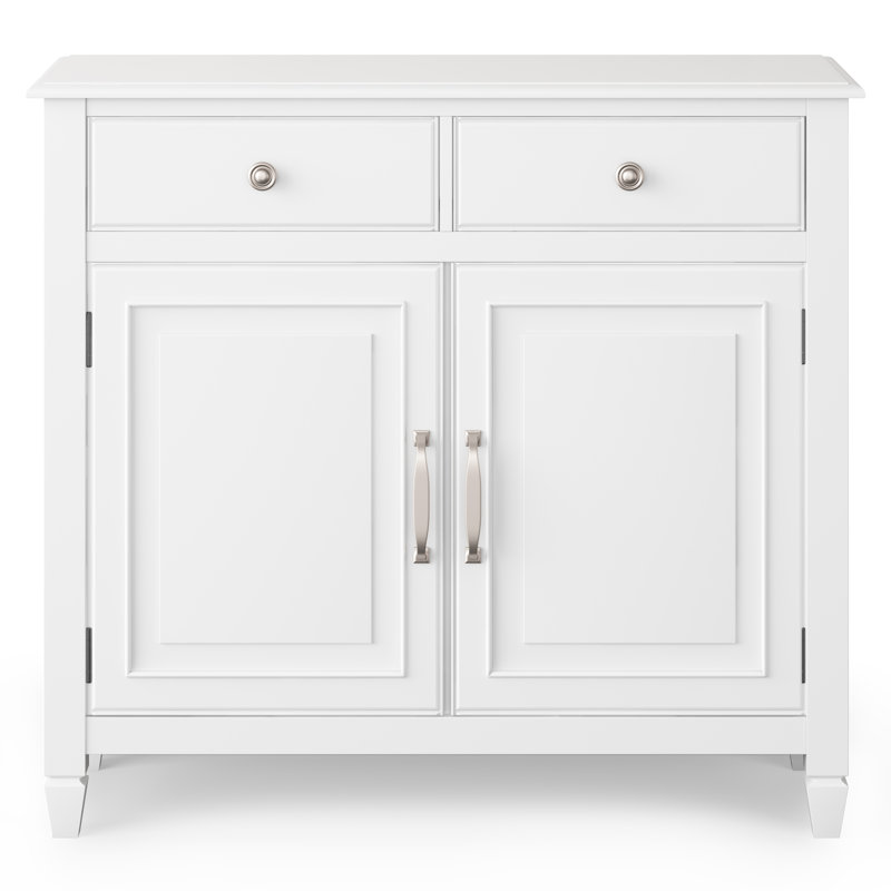 Connaught 40"W Solid Wood 2-Shelf Entryway Storage Cabinet with 2 Storage Drawers, White