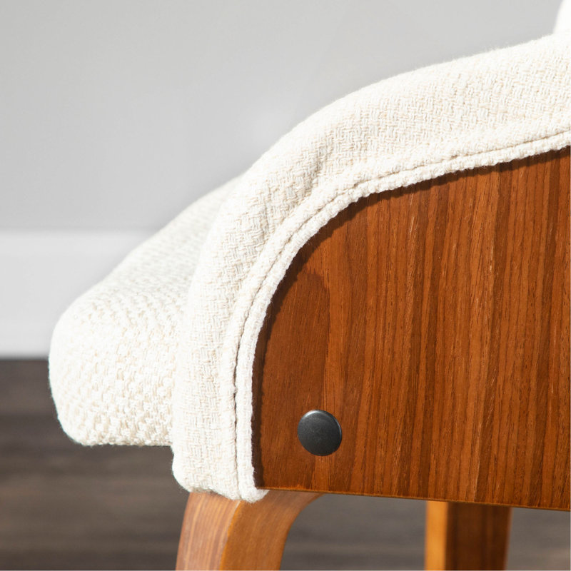 Chaise de salle à manger / d'appoint en bois de noyer et tissu crème