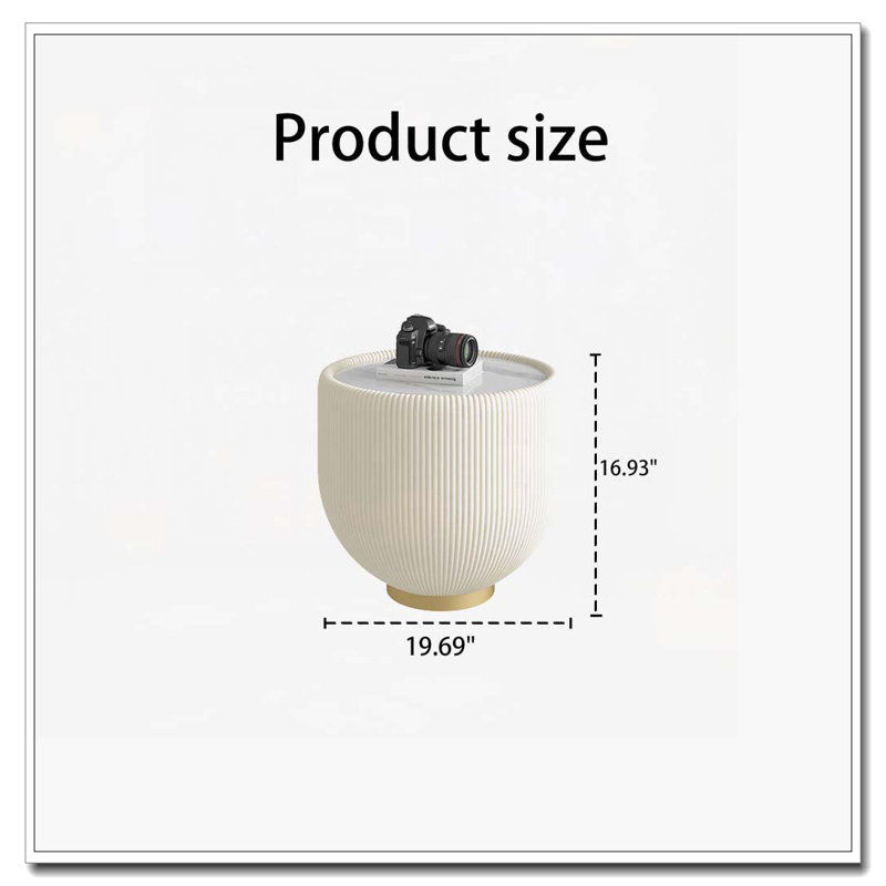 Table basse en forme de tasse, H 16,93 po x L 19,69 po x l 19,69 po, Beige