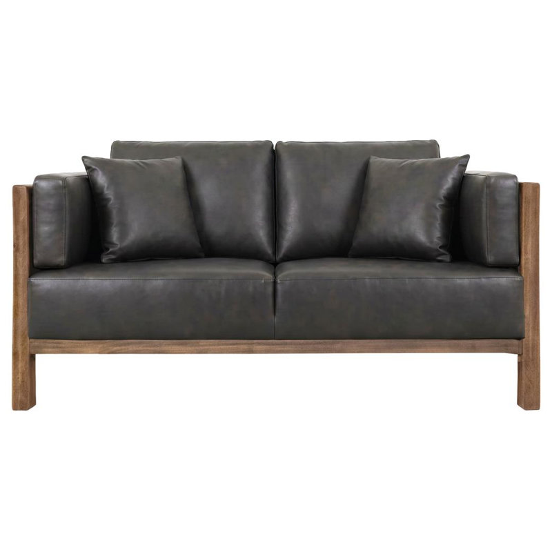 Causeuse rembourrée Gebhard, Black faux leather