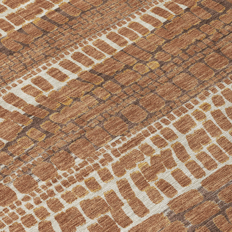 Machine Washable Indoor/Outdoor Chantille ACN2540 Abstract Rug, Paprika, Rectangle 9' x 12'