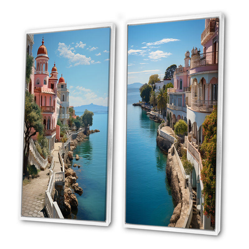 Cuba Cienfuegos, perle du Sud - ensemble de 2 décorations murales paysage cubain, Cadre blanc, H 40 po x l 41 po