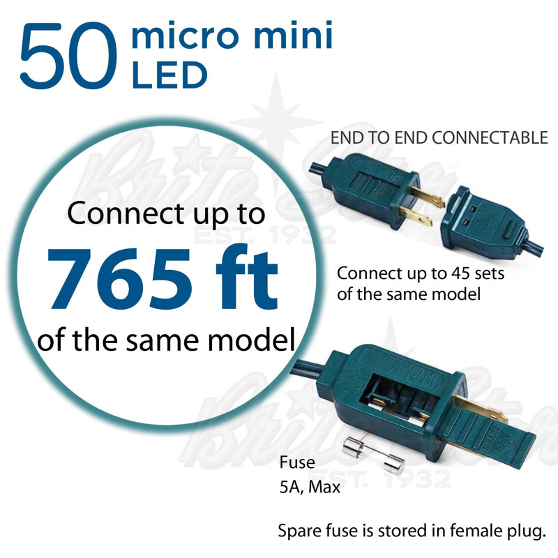 204'' Blue LED String Lights with Green Wire