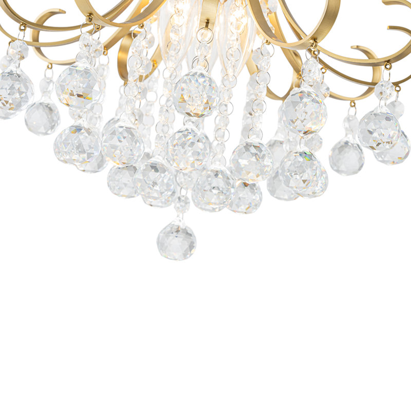 Plafonnier semi-encastré en cristal 3 lumières French Vintage