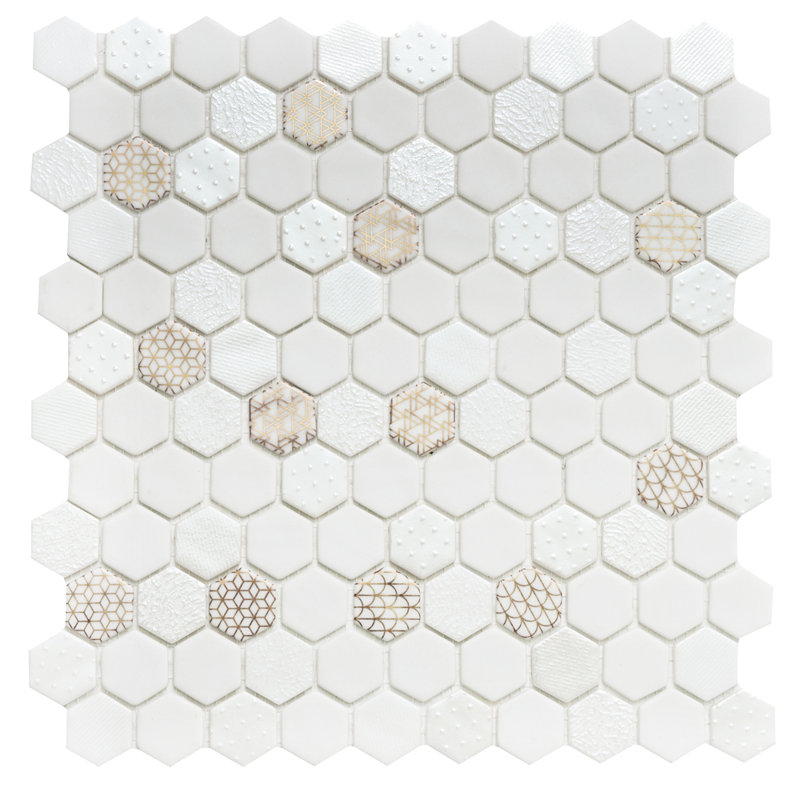 Eterna Hex 12" x 12" Recycled Glass Shiny Mosaic