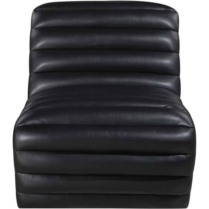 Haowen Haowenn Leather Accent Chair, Black Vegan Leather