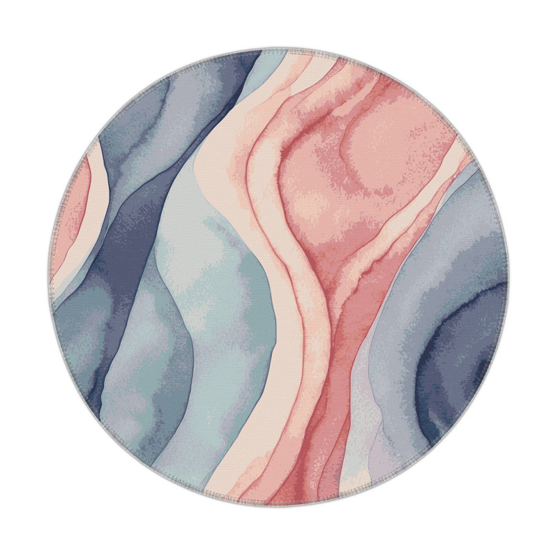 Sunset Pool Indoor And Outdoor Area Rug, Round 5'
