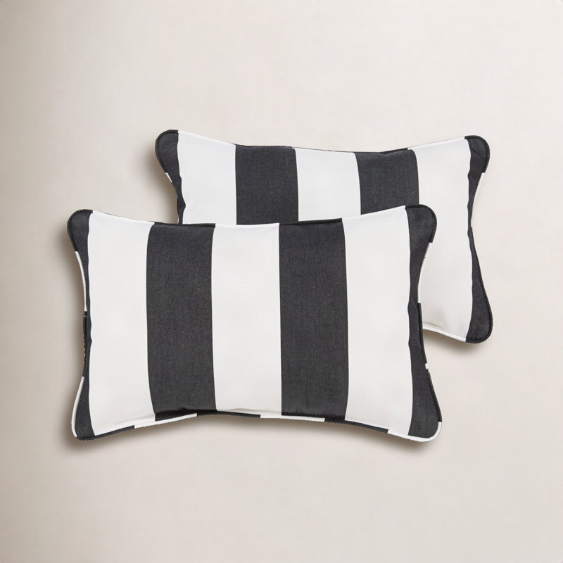 Housse de coussin d'extérieur rectangulaire Bridger, Cabana classique à rayures noires Sunbrella®, H 6 po x l 24 po