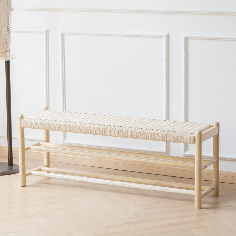 Everill Solid Wood Entryway Bench with Shoe Storage, Wood, 16.9" H x 48" W x 14" D