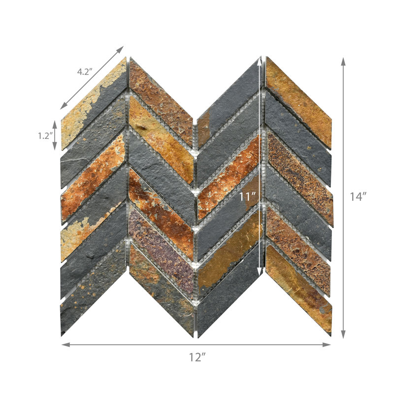 Carreau de mosaïque de mur et de sol en ardoise 1,2 po x 4,2 po