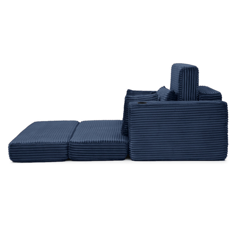 Canapé-lit modulaire 3-en-1 de 52,4 po Boneless, Bleu