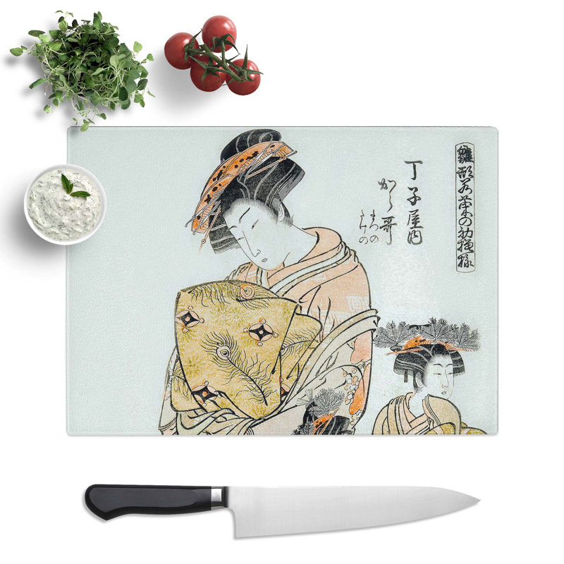 Tempered Glass Young Ladies by Koryusai Isoda Chopping Board, 28.5 cm x 20 cm
