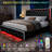 Diamond Button Tufted Bed Frame with LED Headboard Footboard & 2 Drawers Side Pockets-309318835-313709237
