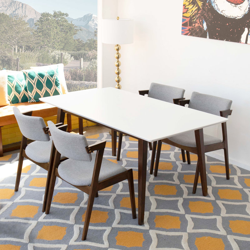 Towler 4 - Person Solid Wood Solid Wood Top Four Leg Dining Set, White