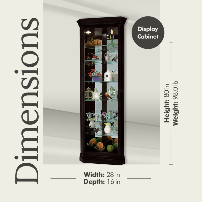 Duane Corner Curio Cabinet, Black Satin