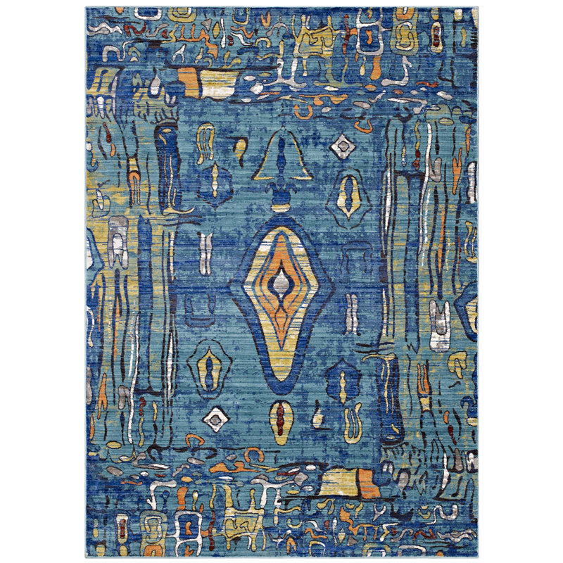 Modway Yaretzi Distressed Southwestern Aztec Area Rug, Rectangle 4' x 6'