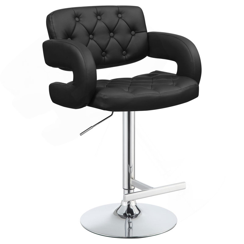 Black And Chrome Adjustable Bar Stool
