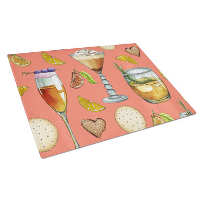 Planche à découper en verre à trésors et cocktails de pêche caroline