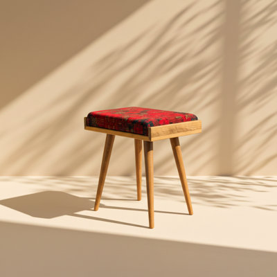 Jabed Ottoman Stool, Walnut Piano Bench, Vanity Stool & Functional Footrest for Living Room
