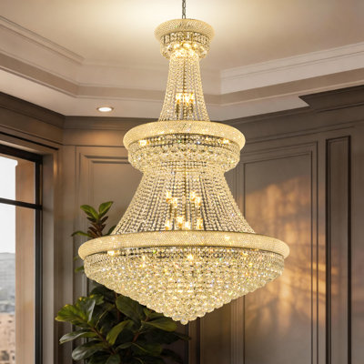 Éclairage de lustre en cristal 32 pouces pour salle à manger lustre en cristal de luxe moderne K9 chambre à coucher Empire français 21 lumières