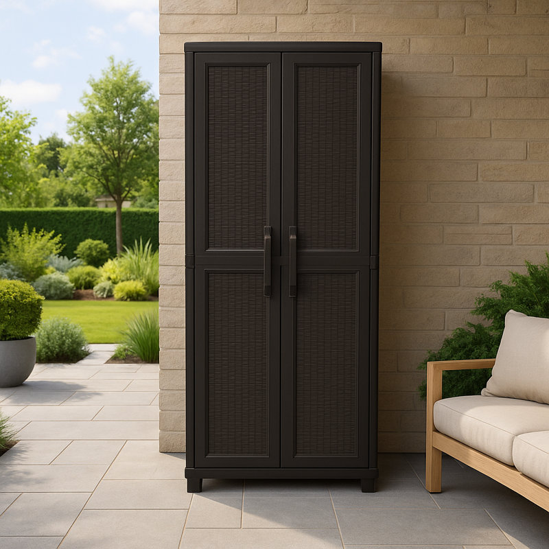 Grande armoire de rangement robuste avec 2 portes, espresso, Espresso, 5
