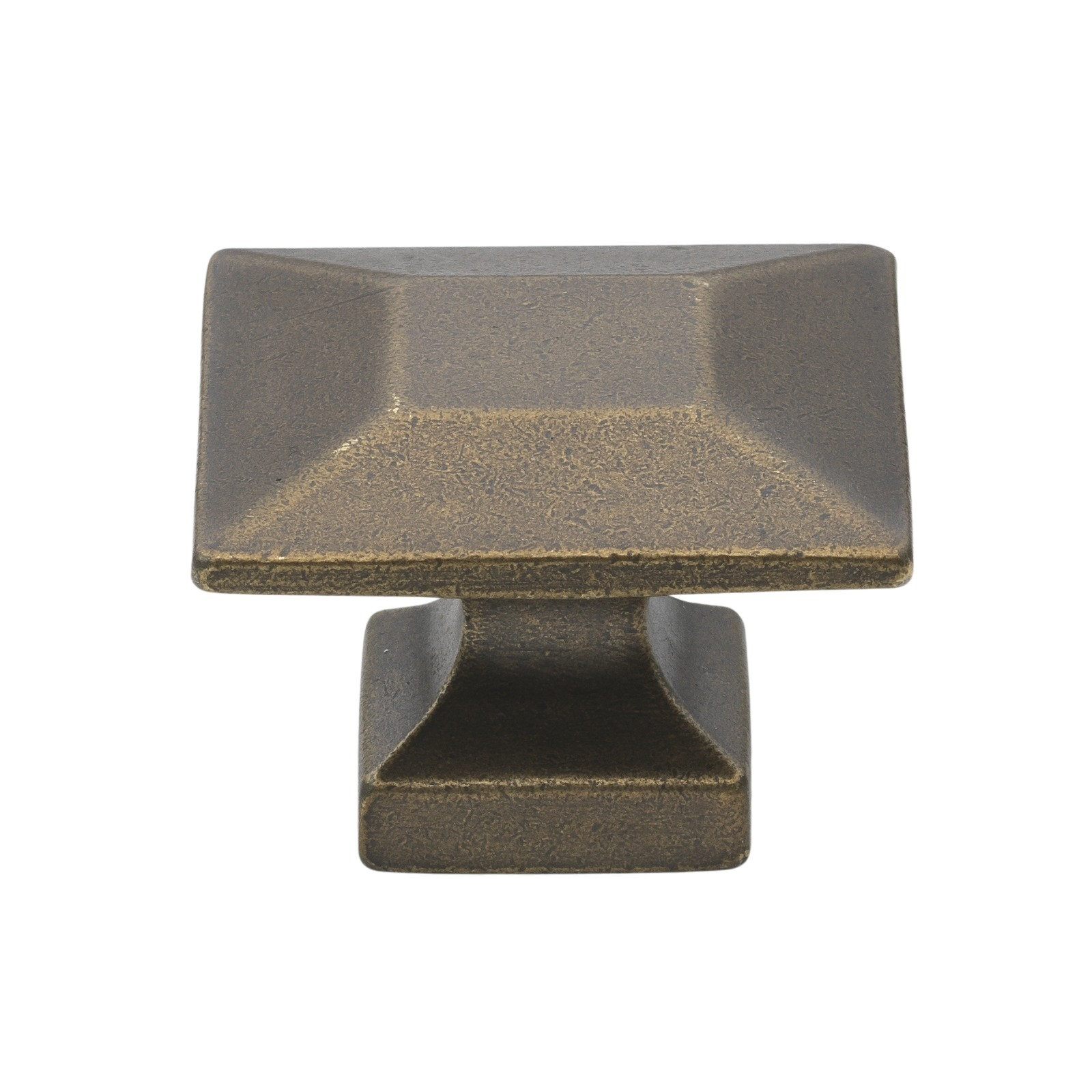 1 3/8" Length Square Knob, Antique Brass