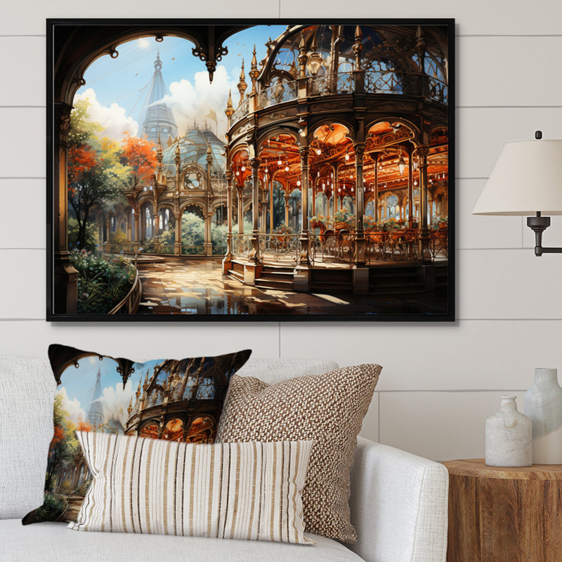 «Makyi Carousel Whimsical Delight II», reproduction sur toile, Cadre flottant noir, H 34 po x l 44 po x P 1,5 po