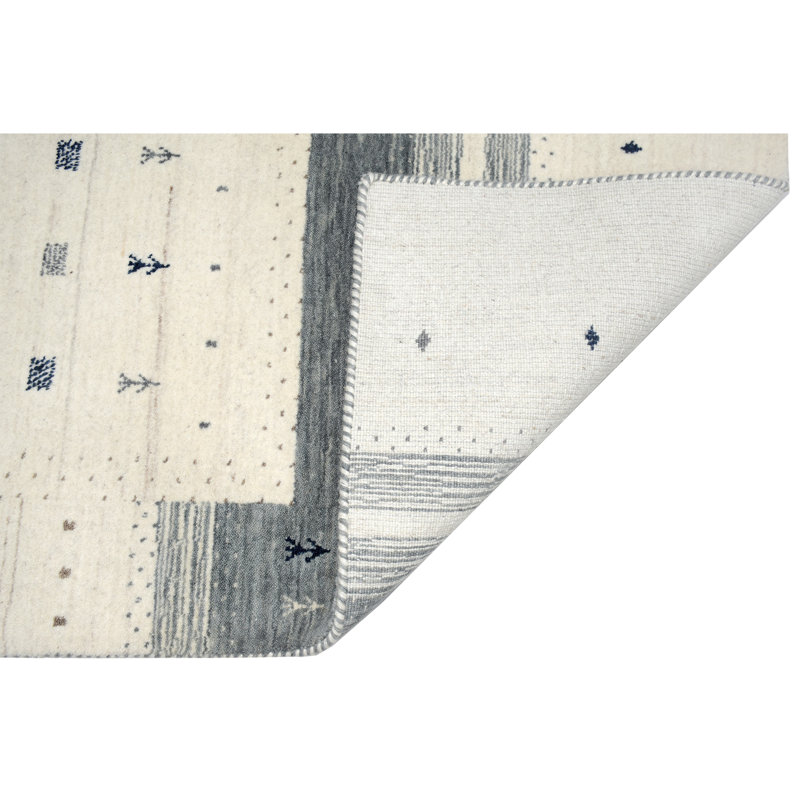 Tapis naturel et gris noué à la main de haute qualité, Tapis de couloir 2 pi 6 po x 10 pi