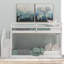 Lit superposé simple au-dessus d'un lit simple, échelle avec rangement, blanc-215105294