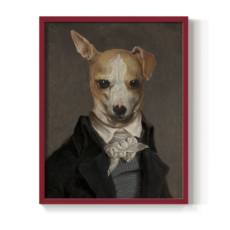 Reproduction encadrée raffinée Fido - bois massif, H 21 po x l 17 po, Red