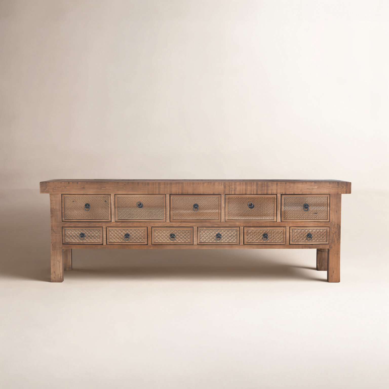 Lahey 93'' Solid Wood Console Table, Mission Brown
