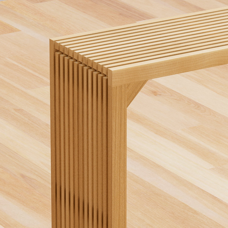 Console 46 po en bois massif pour salon, vestibule, Naturel
