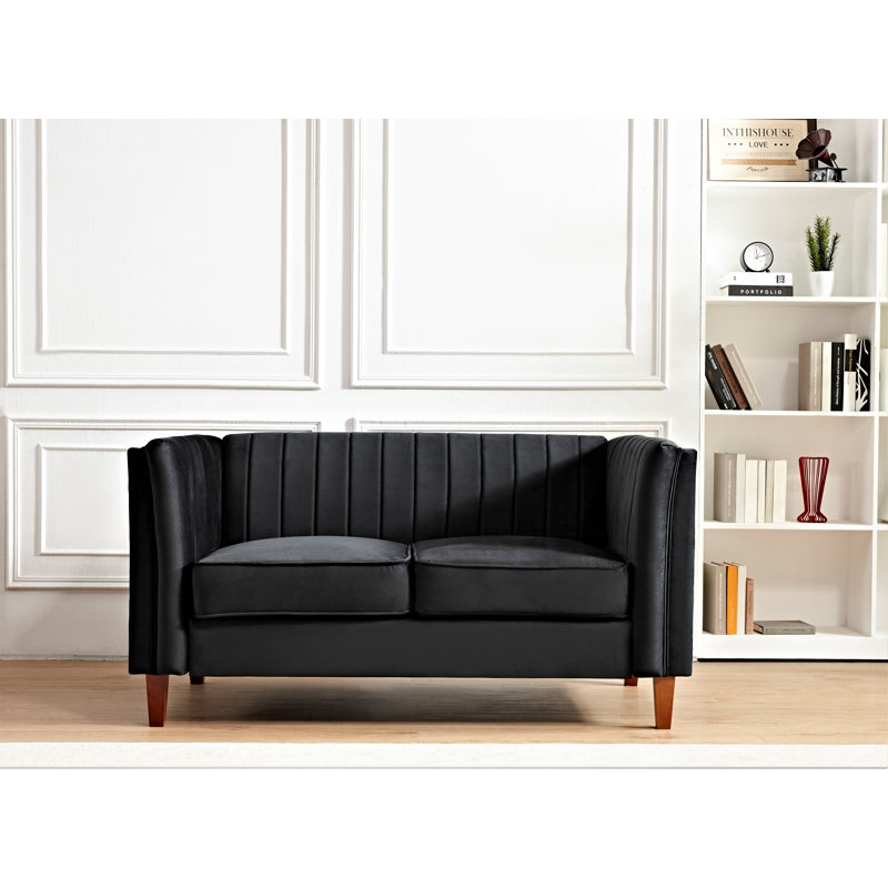 Causeuse en velours Alicia, Velours noir