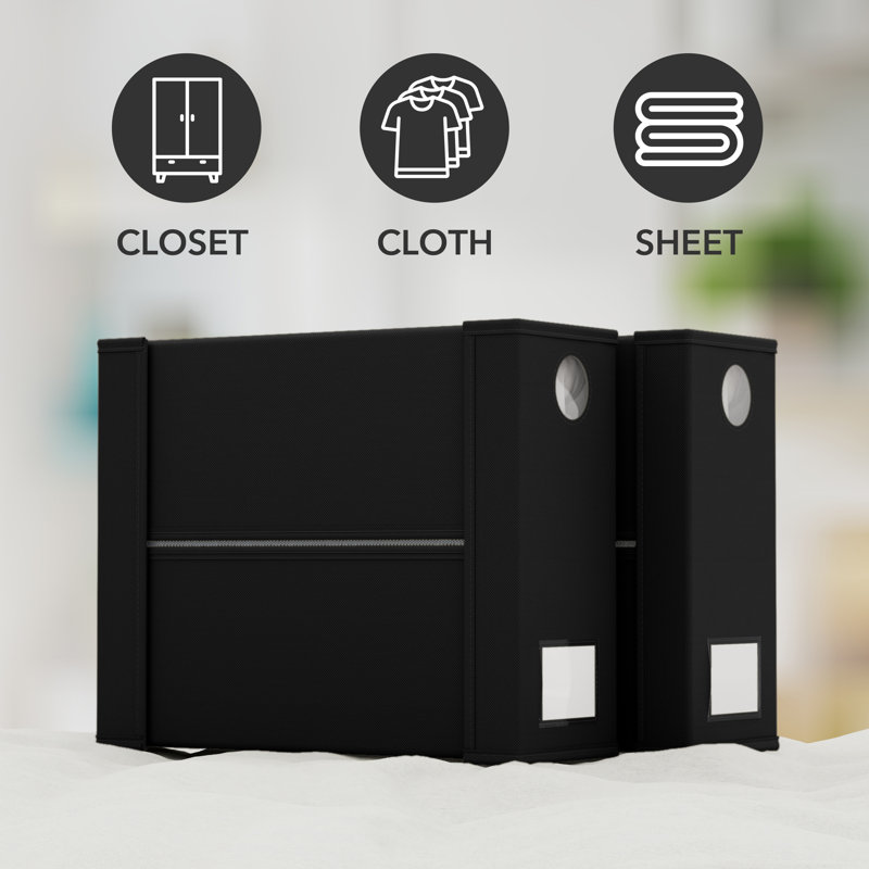 8 Pack Bed Sheet Organizers and Storage, Foldable Linen Closet Organizer with Window for Queen and King Size Bedding, Black