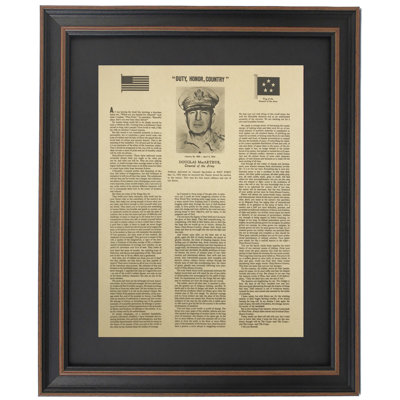 Duty, Honor, Country Address by Douglas MacArthur | Framed Textual Art Print on Antique Parchment