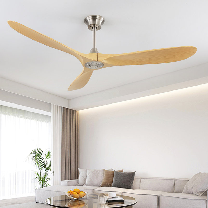 Nicola 60" 3-Blade Modern Ceiling Fan With Remote Control, Gold with White Blades