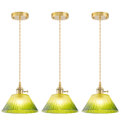 Vintage Pendant Light with Flower Glass