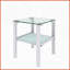 Table basse 2 pièces en verre trempé blanc pour petits espaces, table d'appoint de salon / chambre à coucher facile à nettoyer-121048849-121048848