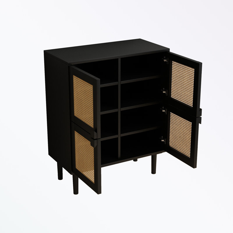 8 Pair Shoe Storage Cabinet, Black