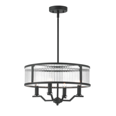 Weston 4 - Light Dimmable Drum Chandelier Matte Black Dining Room Chandelier 