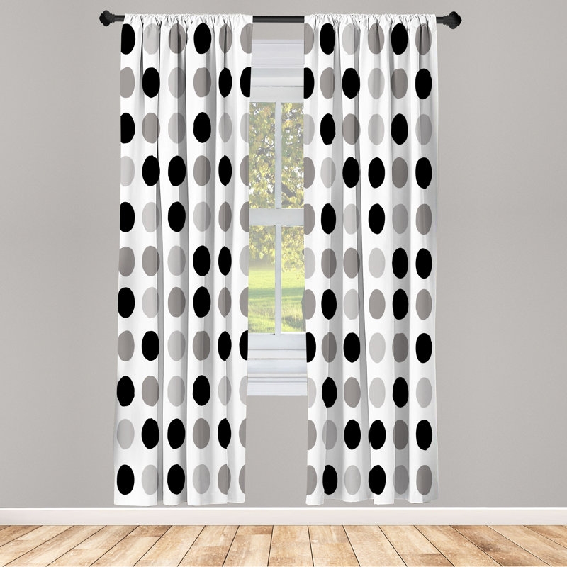 Microfiber Semi Sheer Curtain Pair, Black Dimgray, 28" W x 84" L