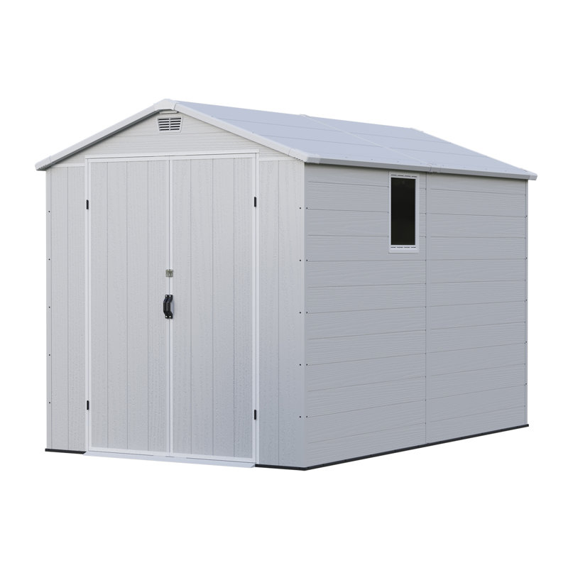 6 Ft. W X 10 Ft. D Resin Outdoor Storage Shed, Weather-resistant Outdoor Storage With Reinforced Design, White