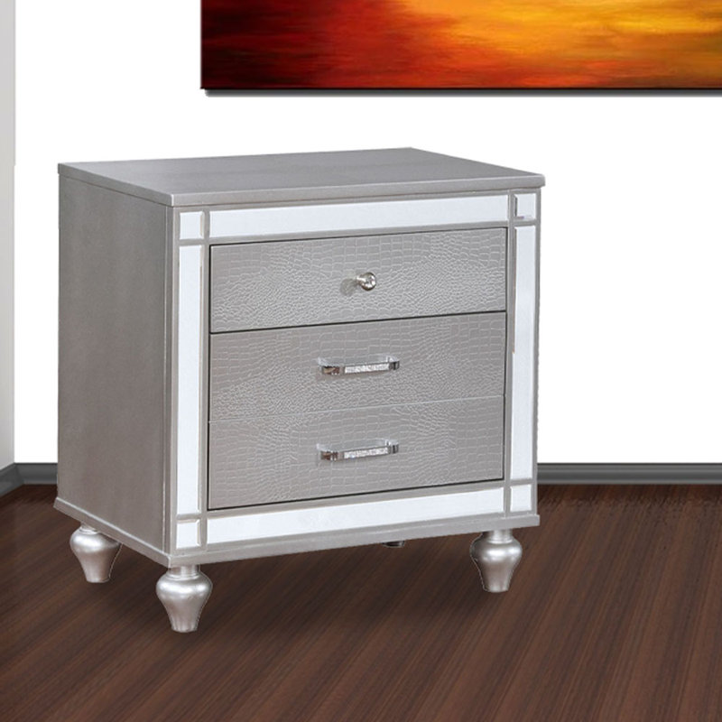 Table de chevet 3 tiroirs gris giltner