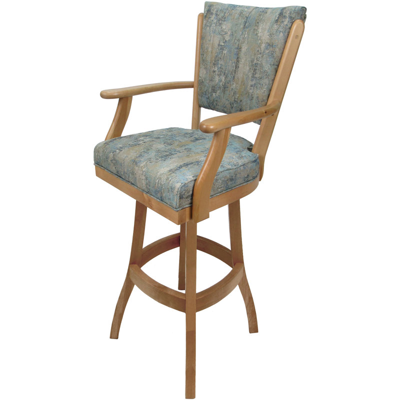 Très grand tabouret pivotant en bois Irminger, Tabouret de comptoir (siège d'une hauteur de 26 p