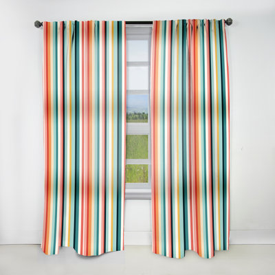 Midcentury Stripes Revived I - Mid-Century Velvet Curtain - Room Darkening - 1 Panel