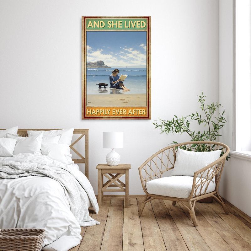 «Cat And She Lived Happily Ever After», reproduction d'art sur toile 1 pièce, H 36 po x l 24 po x P 1,25 po